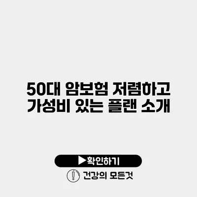 50대 암보험 저렴하고 가성비 있는 플랜 소개