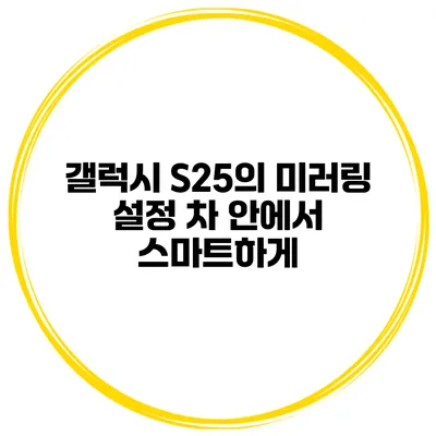 갤럭시 S25의 미러링 설정 차 안에서 스마트하게