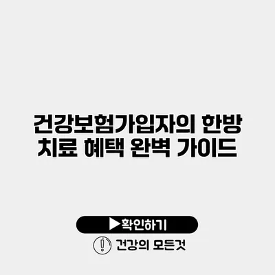 건강보험가입자의 한방 치료 혜택 완벽 가이드