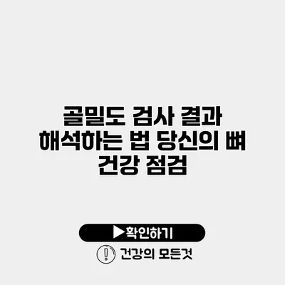 골밀도 검사 결과 해석하는 법 당신의 뼈 건강 점검