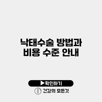 낙태수술 방법과 비용 수준 안내