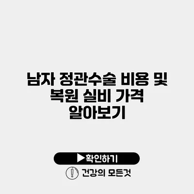 남자 정관수술 비용 및 복원 실비 가격 알아보기