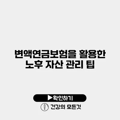변액연금보험을 활용한 노후 자산 관리 팁