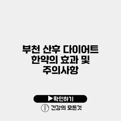 부천 산후 다이어트 한약의 효과 및 주의사항