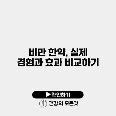 비만 한약, 실제 경험과 효과 비교하기