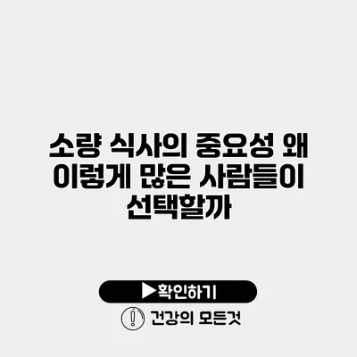 소량 식사의 중요성 왜 이렇게 많은 사람들이 선택할까?