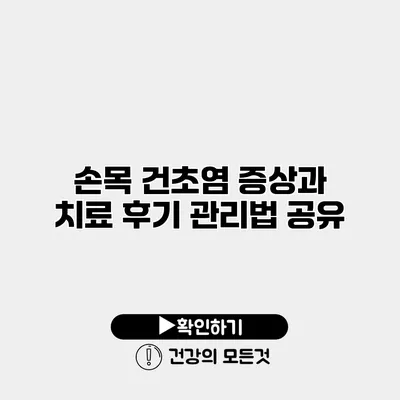 손목 건초염 증상과 치료 후기 관리법 공유