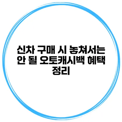 신차 구매 시 놓쳐서는 안 될 오토캐시백 혜택 정리