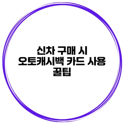 신차 구매 시 오토캐시백 카드 사용 꿀팁