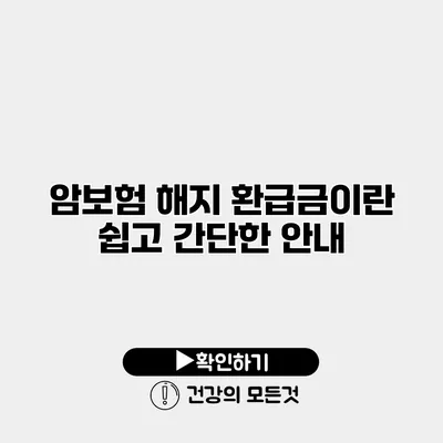 암보험 해지 환급금이란? 쉽고 간단한 안내