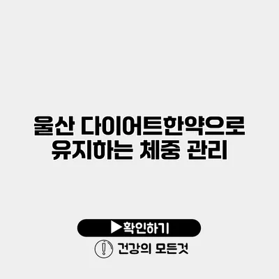 울산 다이어트한약으로 유지하는 체중 관리