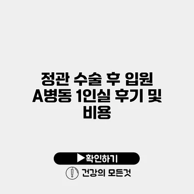 정관 수술 후 입원 A병동 1인실 후기 및 비용