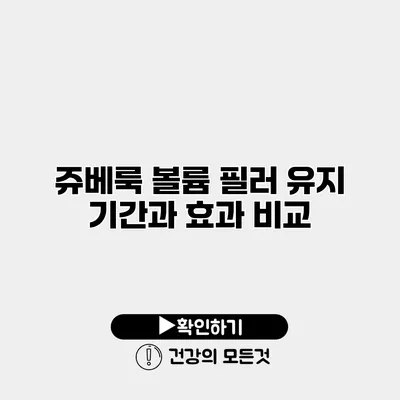 쥬베룩 볼륨 필러 유지 기간과 효과 비교