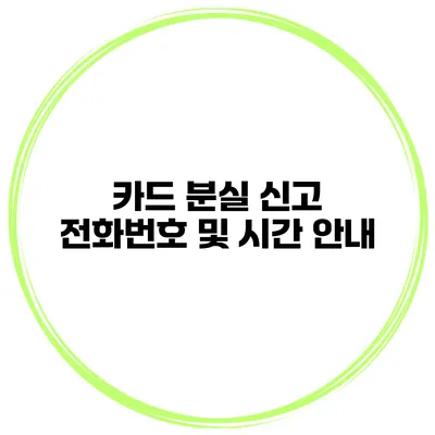 카드 분실 신고 전화번호 및 시간 안내