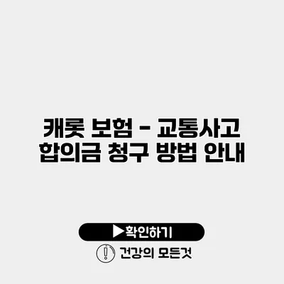 캐롯 보험 - 교통사고 합의금 청구 방법 안내
