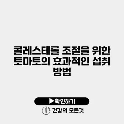 콜레스테롤 조절을 위한 토마토의 효과적인 섭취 방법