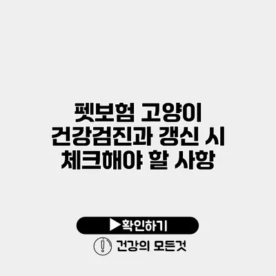 펫보험 고양이 건강검진과 갱신 시 체크해야 할 사항