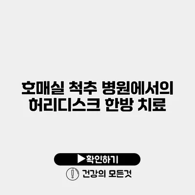 호매실 척추 병원에서의 허리디스크 한방 치료