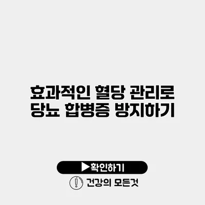 효과적인 혈당 관리로 당뇨 합병증 방지하기