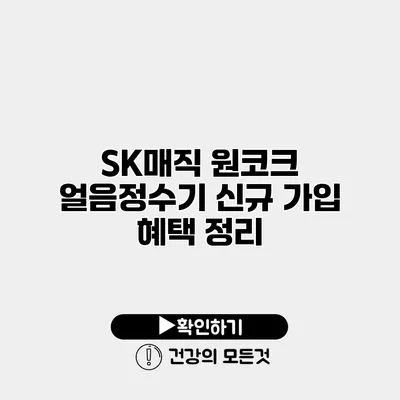 SK매직 원코크 얼음정수기 신규 가입 혜택 정리