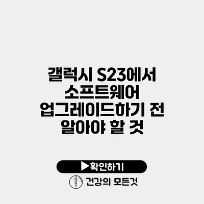 갤럭시 S23에서 소프트웨어 업그레이드하기 전 알아야 할 것