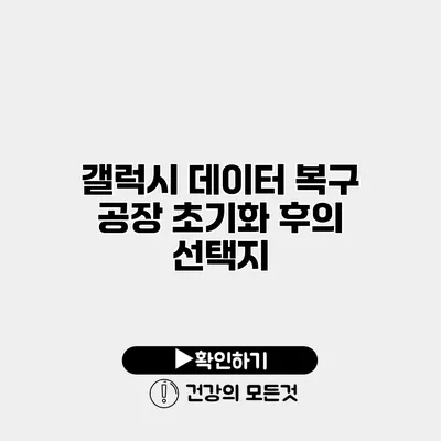 갤럭시 데이터 복구 공장 초기화 후의 선택지