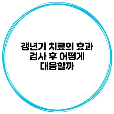 갱년기 치료의 효과 검사 후 어떻게 대응할까?