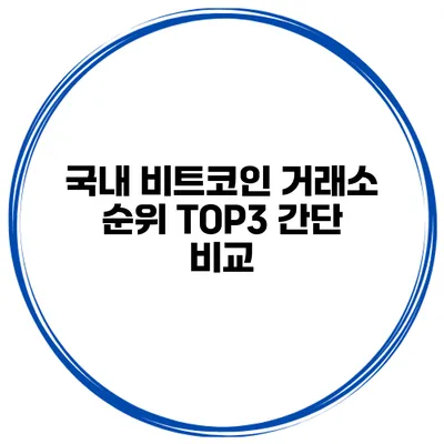 국내 비트코인 거래소 순위 TOP3 간단 비교
