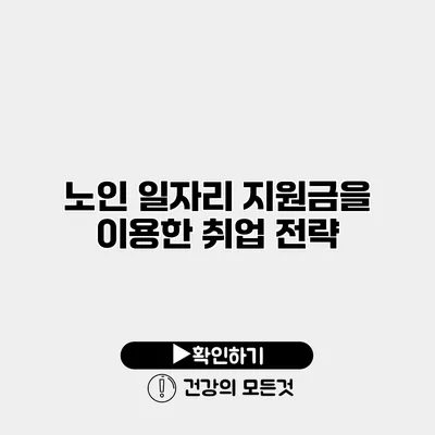 노인 일자리 지원금을 이용한 취업 전략