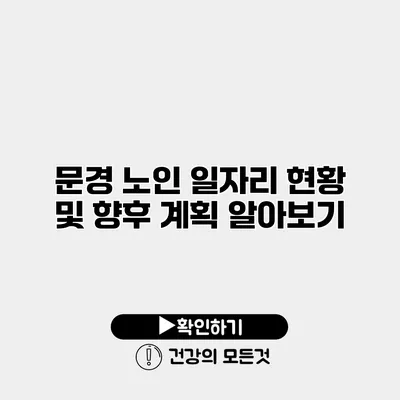 문경 노인 일자리 현황 및 향후 계획 알아보기