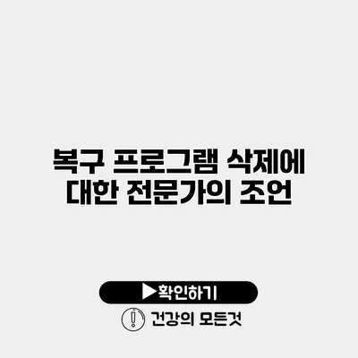 복구 프로그램 삭제에 대한 전문가의 조언