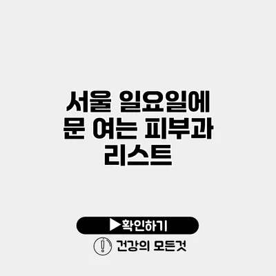 서울 일요일에 문 여는 피부과 리스트