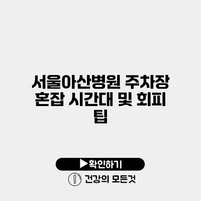 서울아산병원 주차장 혼잡 시간대 및 회피 팁