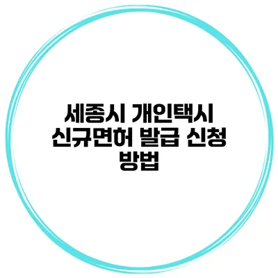세종시 개인택시 신규면허 발급 신청 방법