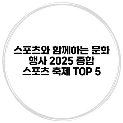 스포츠와 함께하는 문화 행사 2025 종합 스포츠 축제 TOP 5