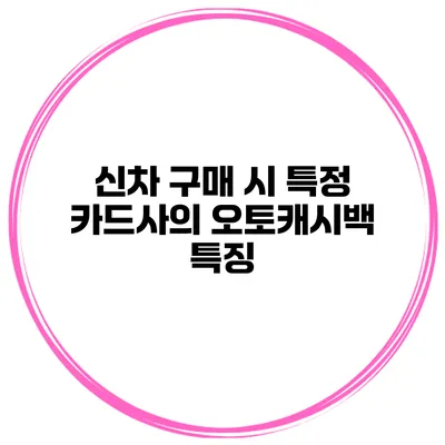 신차 구매 시 특정 카드사의 오토캐시백 특징