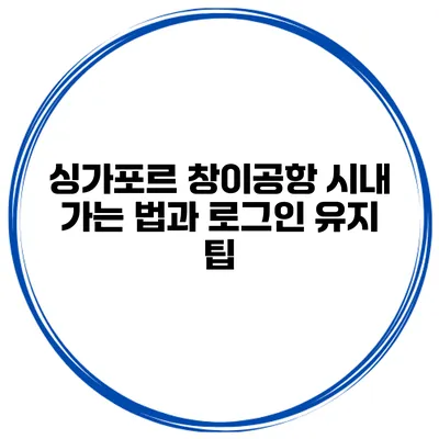싱가포르 창이공항 시내 가는 법과 로그인 유지 팁