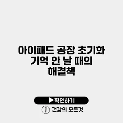 아이패드 공장 초기화 기억 안 날 때의 해결책