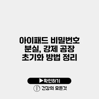 아이패드 비밀번호 분실, 강제 공장 초기화 방법 정리