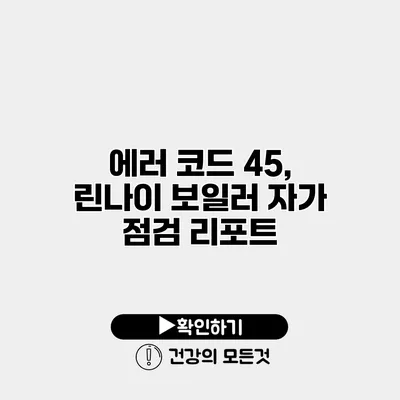 에러 코드 45, 린나이 보일러 자가 점검 리포트
