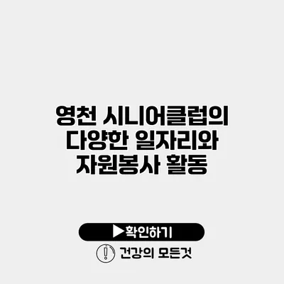 영천 시니어클럽의 다양한 일자리와 자원봉사 활동