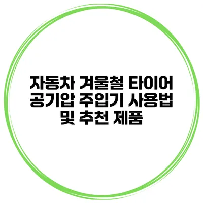 자동차 겨울철 타이어 공기압 주입기 사용법 및 추천 제품