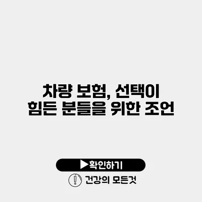 차량 보험, 선택이 힘든 분들을 위한 조언