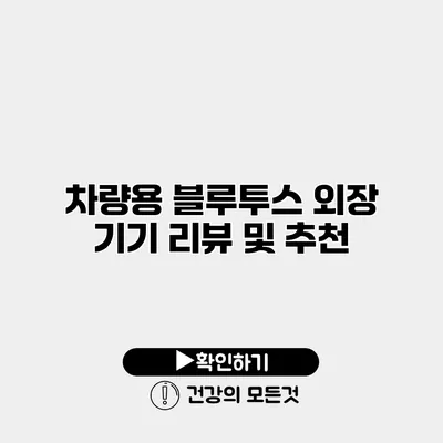 차량용 블루투스 외장 기기 리뷰 및 추천