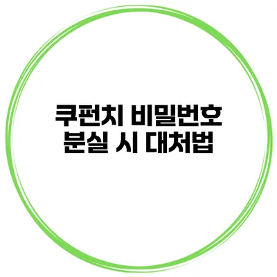 쿠펀치 비밀번호 분실 시 대처법