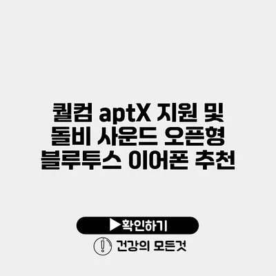 퀄컴 aptX 지원 및 돌비 사운드 오픈형 블루투스 이어폰 추천