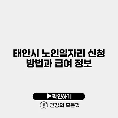 태안시 노인일자리 신청 방법과 급여 정보