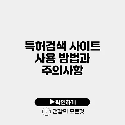 특허검색 사이트 사용 방법과 주의사항