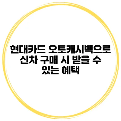 현대카드 오토캐시백으로 신차 구매 시 받을 수 있는 혜택
