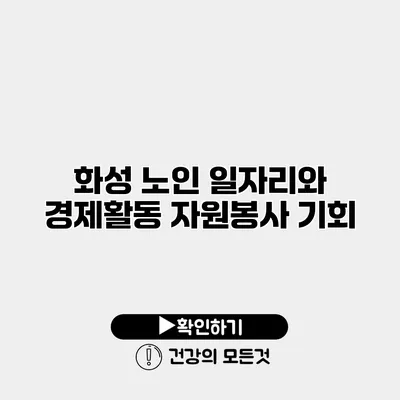 화성 노인 일자리와 경제활동 자원봉사 기회